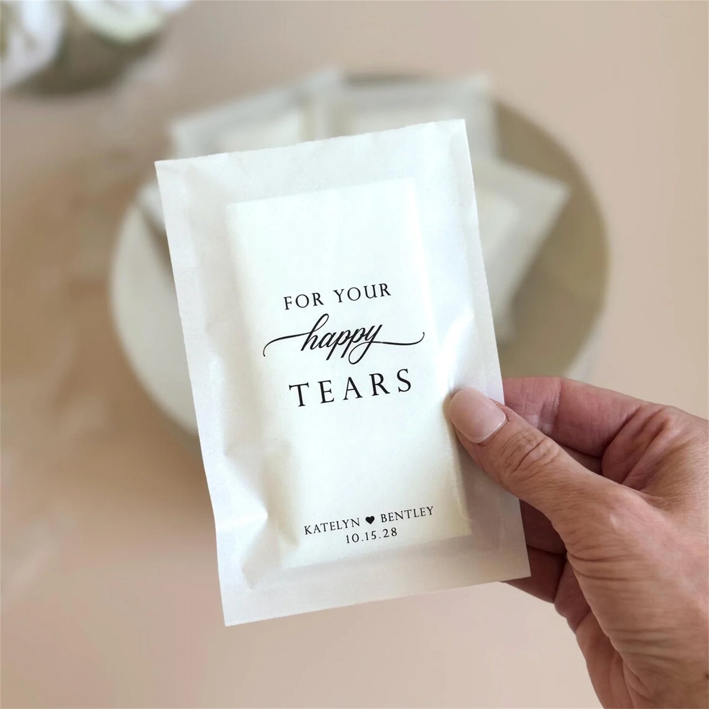 Pochettes mouchoirs larmes de joie mariage