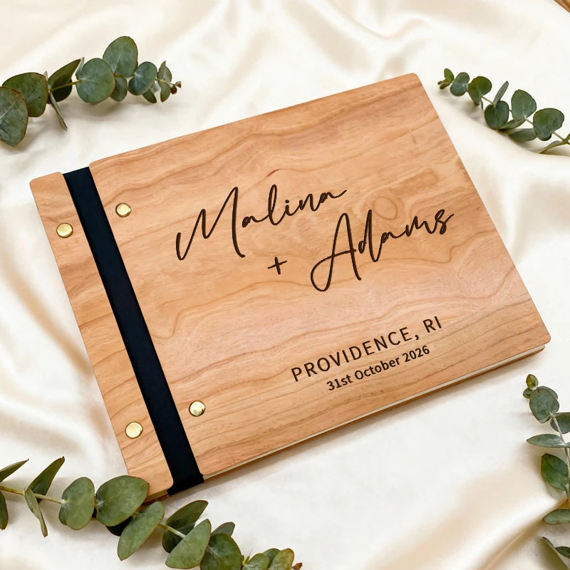 Livre d'or mariage personnalisé bois album photo