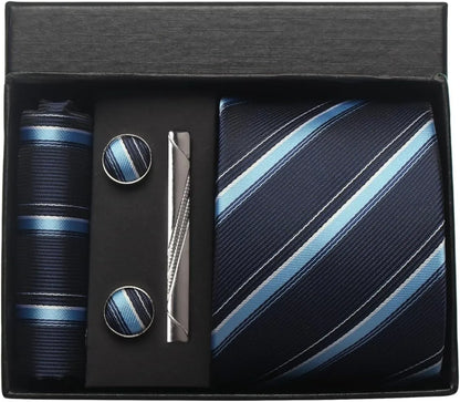 Coffret Cravate Mariage 8 cm Pochette Pince et Manchettes