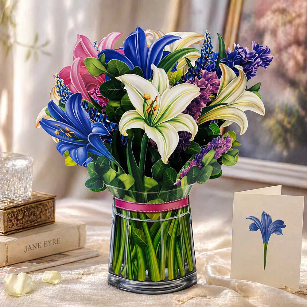 Carte Pop-Up 3D Fleurs et Mariage