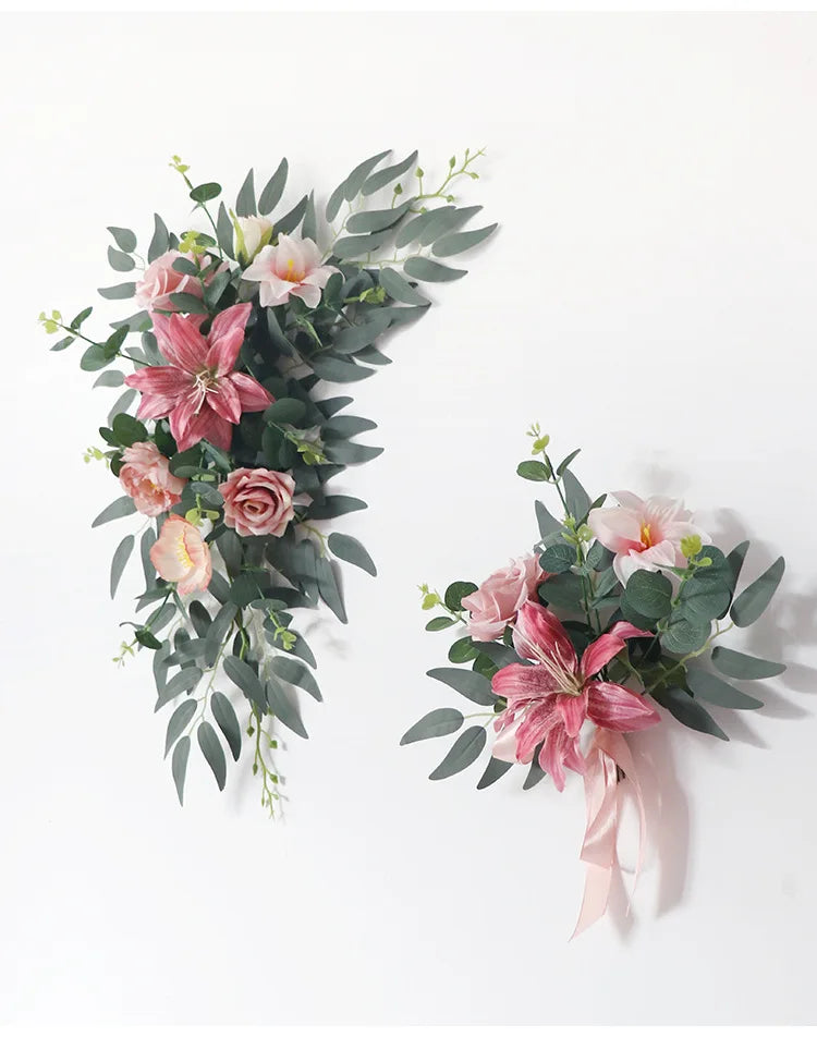 Guirlande fleurs artificielles panneau mariage arche