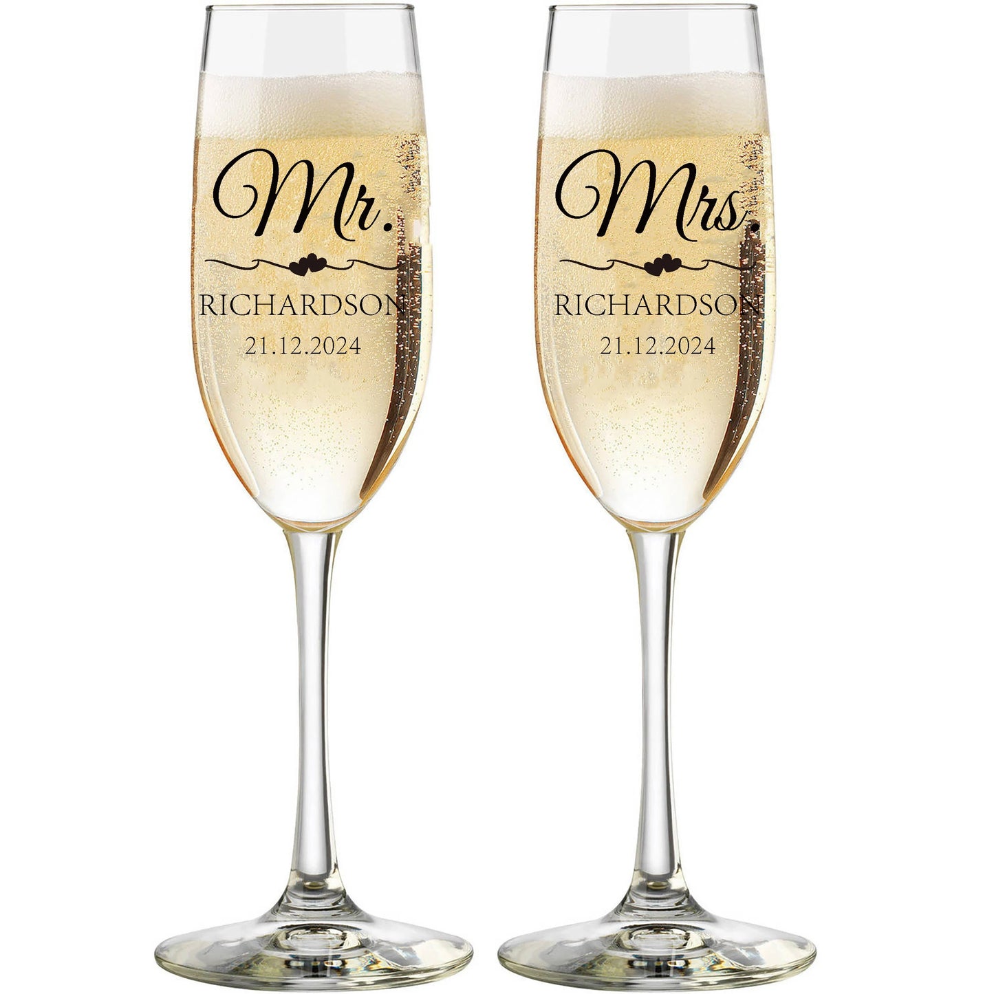 Flûtes mariage Monsieur Madame personnalisées