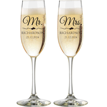 Flûtes mariage Monsieur Madame personnalisées