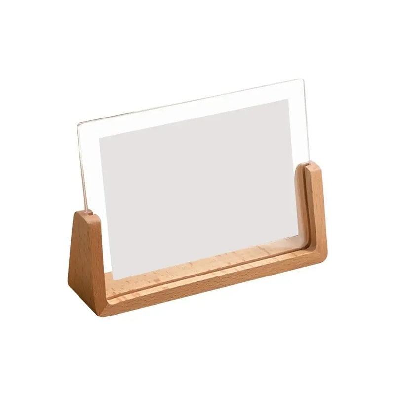 Cadre photo mariage acrylique socle bois en U — Hêtre, paysage 10,2 x 15,2 cm