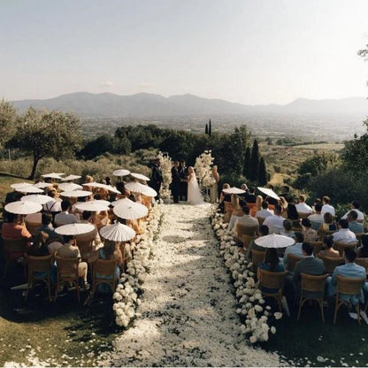 Ombrelles papier mariage en bambou