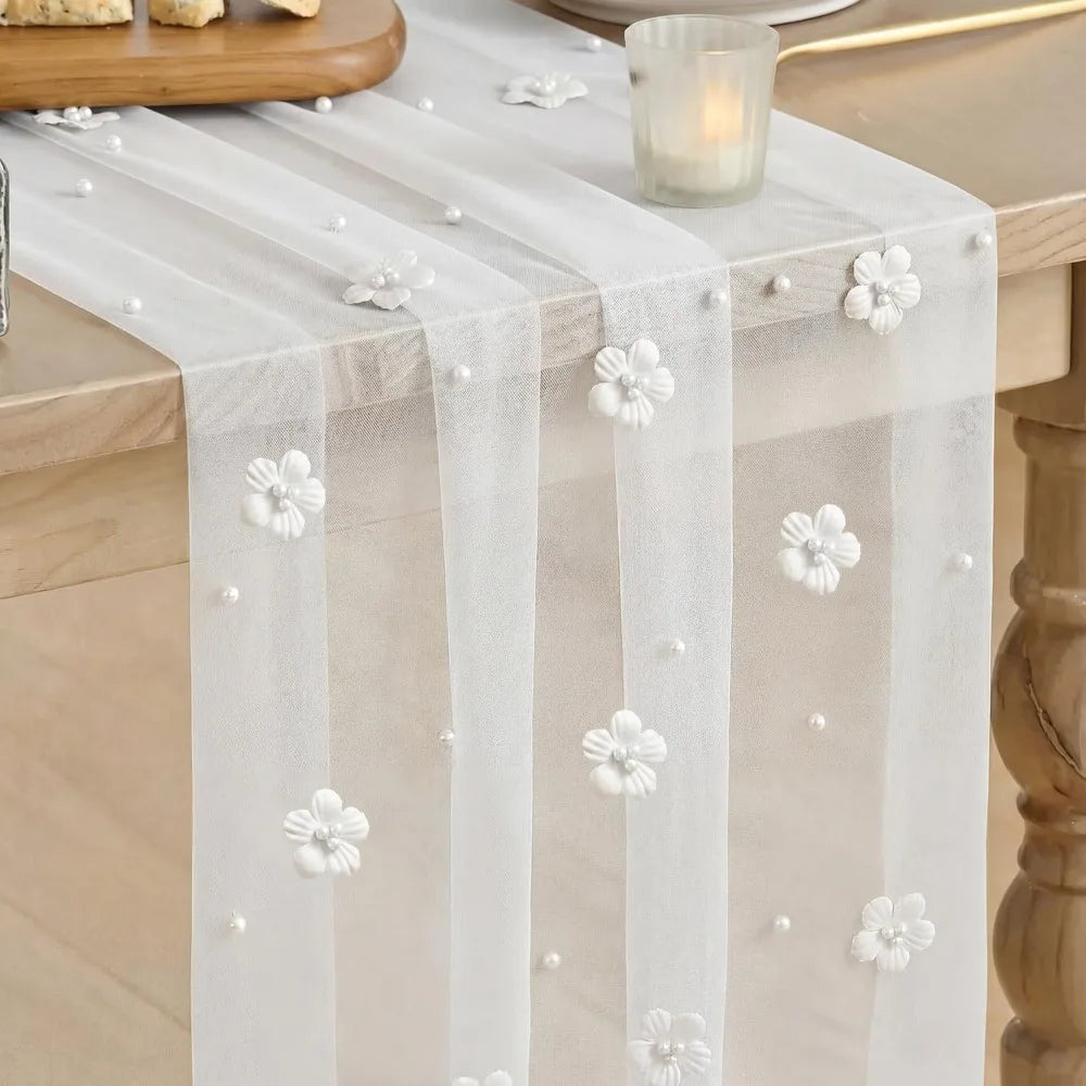Chemin de Table Tulle Perles