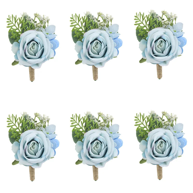 Boutonnières de mariage bleu et blanc — vue 15