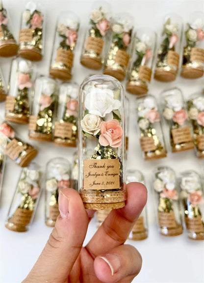 Cadeau invité mariage rose sous cloche — vue 21