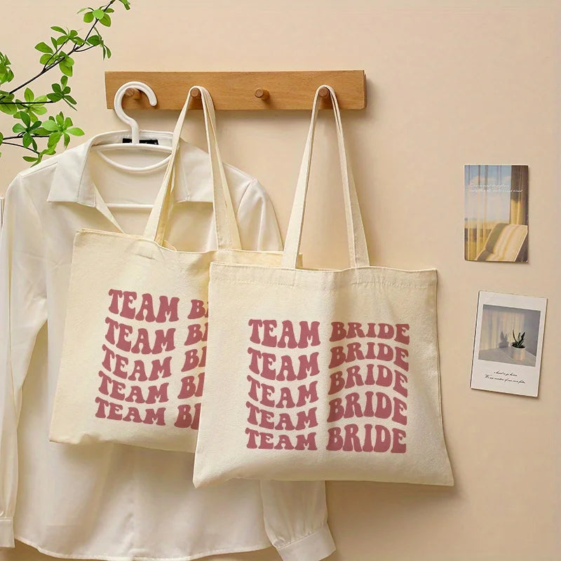 Tote bag EVJF lettrage rétro rose