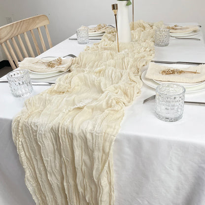 Chemin de Table Mariage en Gaze Froissée