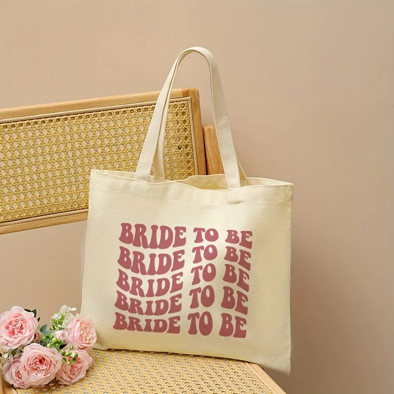 Tote bag EVJF lettrage rétro rose