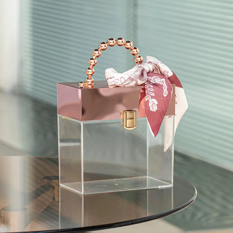 Boîte à dragées mariage transparente à poignée