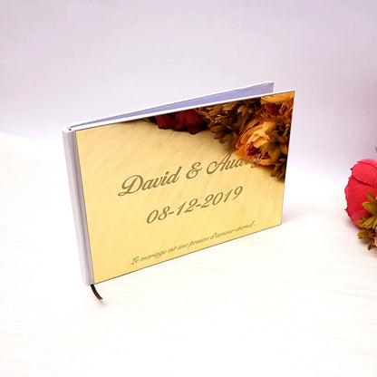 Livre d'Or Mariage Personnalisé Effet Miroir Doré ou Argenté