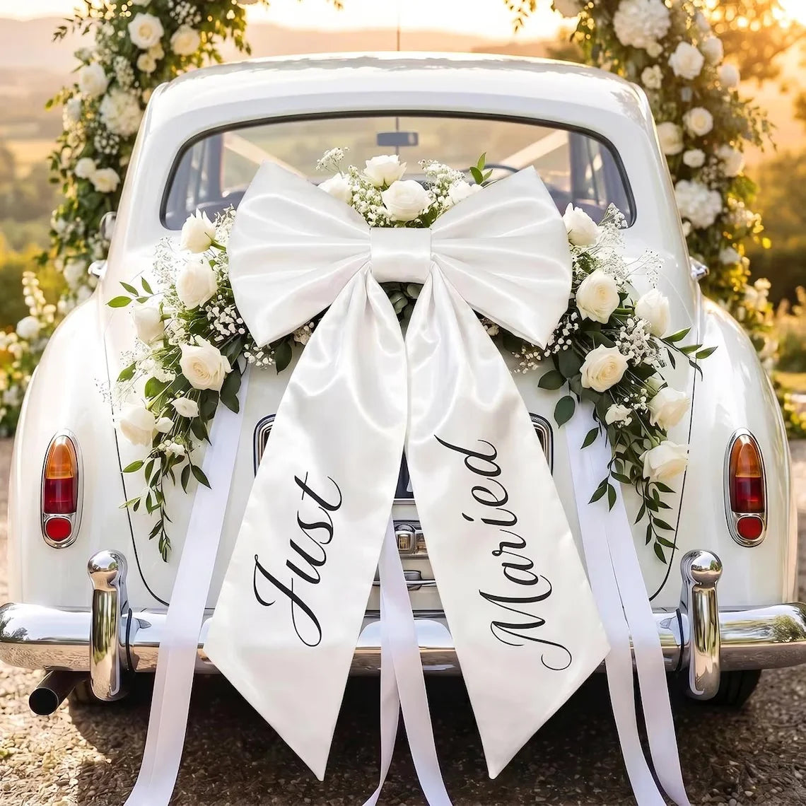 Nœud Voiture Mariage Ivoire ou Blanc