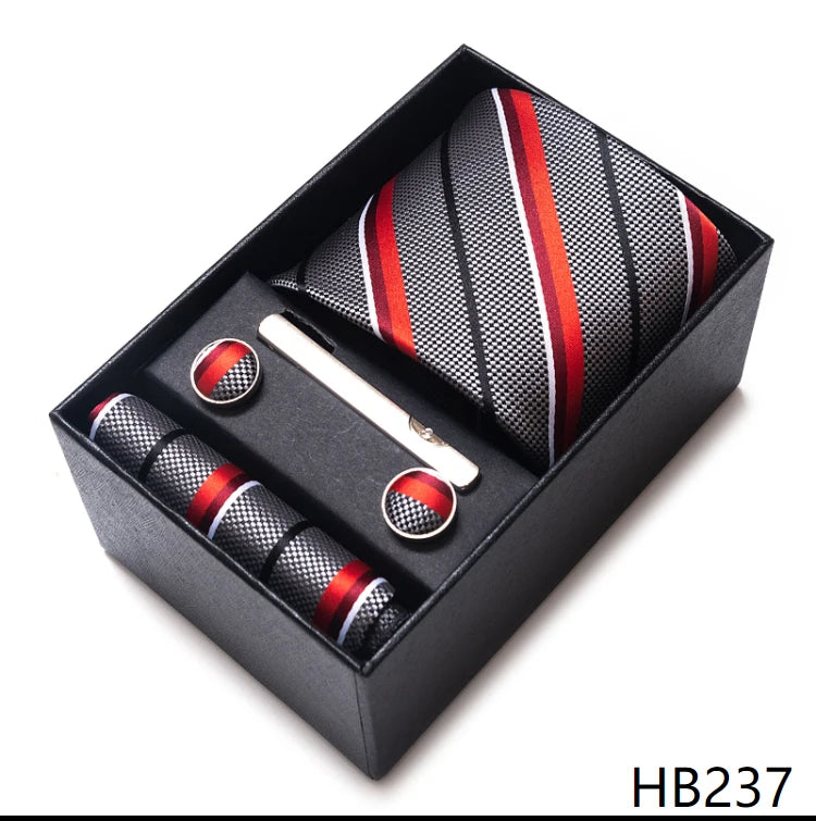Coffret Cravate Mariage Homme Pochette et Boutons de Manchette