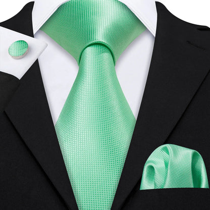 Cravate Mariage Homme Verte Pochette Boutons de Manchette
