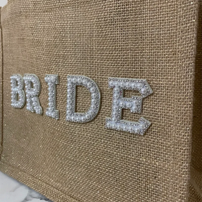 Sac cabas mariée jute perles