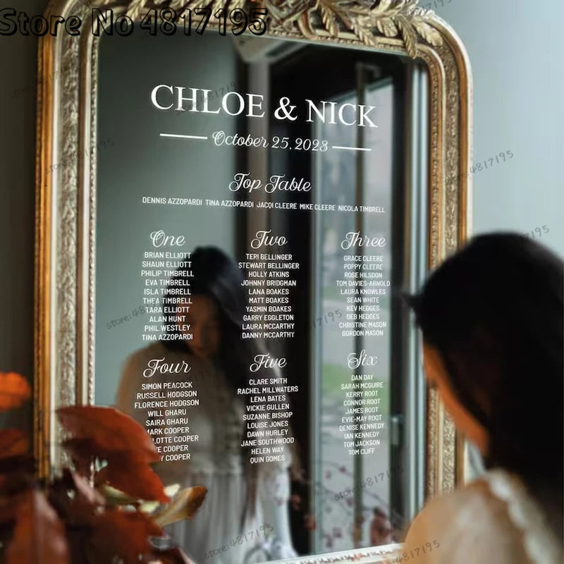 Plan de Table Mariage Stickers Miroir