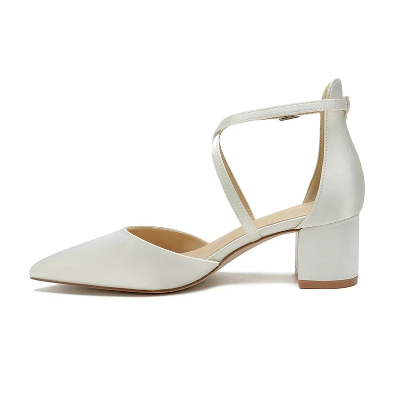 Escarpins Mariée Satin Talon Carré
