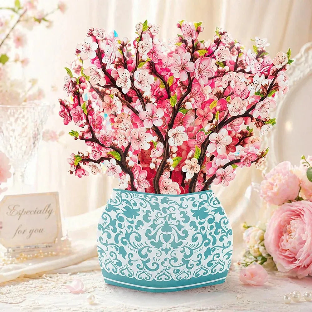 Carte Pop-Up 3D Fleurs et Mariage