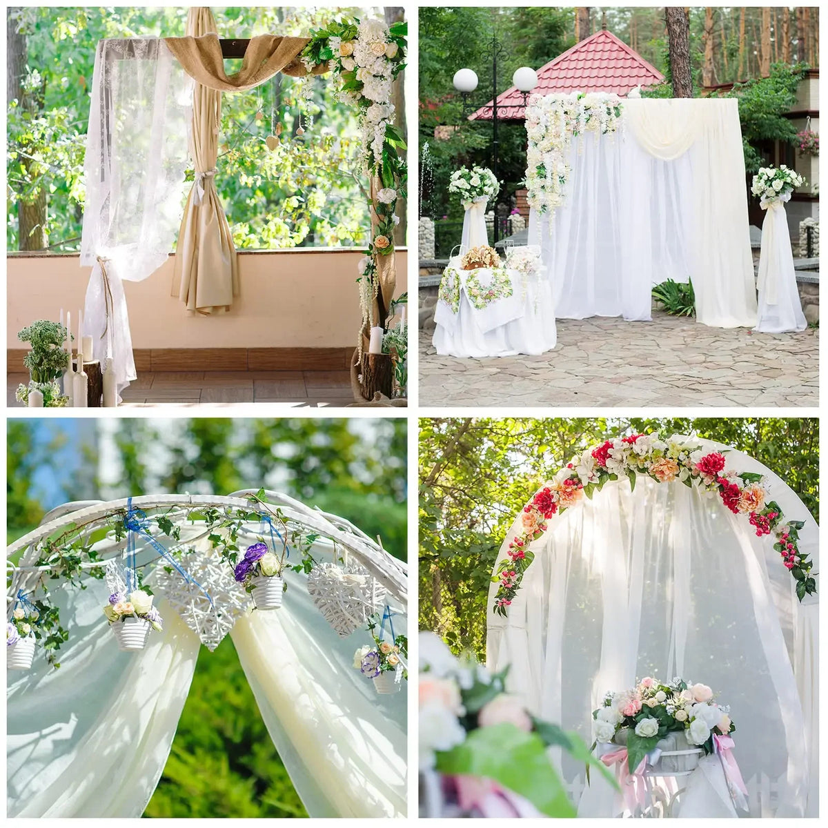 Voilage arche mariage mousseline passe-tringle