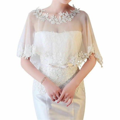 Étole Mariée Cape Tulle Dentelle Brodée