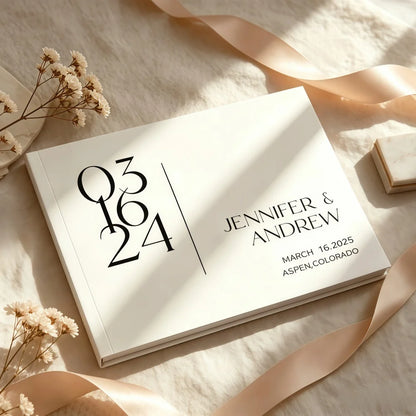Livre d'or mariage personnalisé blanc épuré