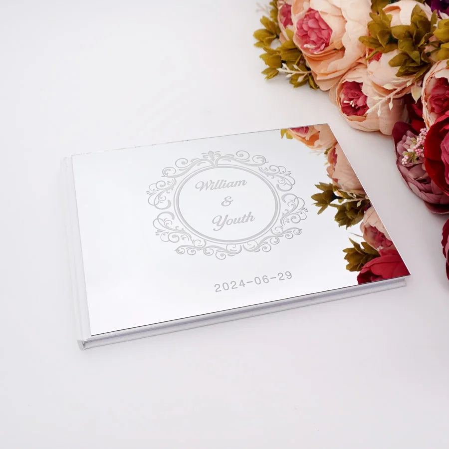 Livre d'Or Mariage Miroir Personnalisé Format Paysage 25x18 cm