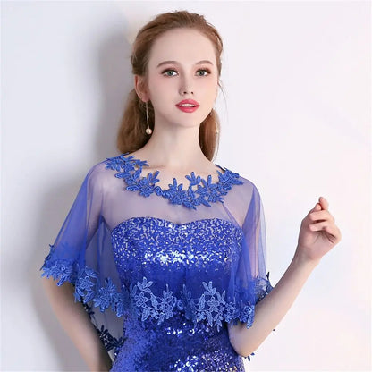 Étole Mariée Cape Tulle Dentelle Brodée