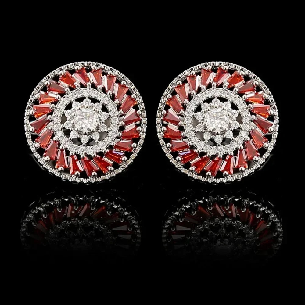 Boutons de manchette mariage rosace zircon — vue 3
