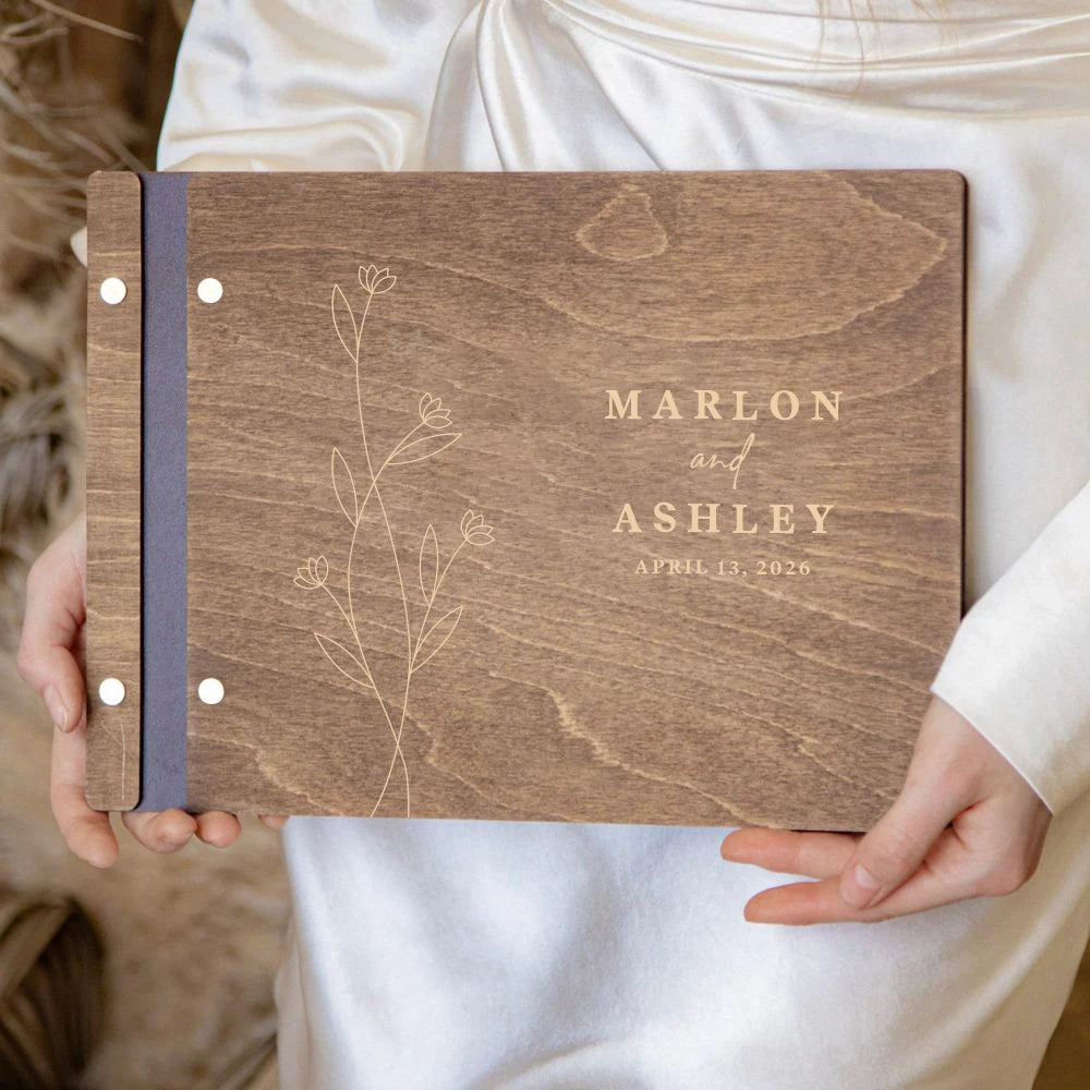 Livre d'or mariage bois personnalisé A4 ou A5