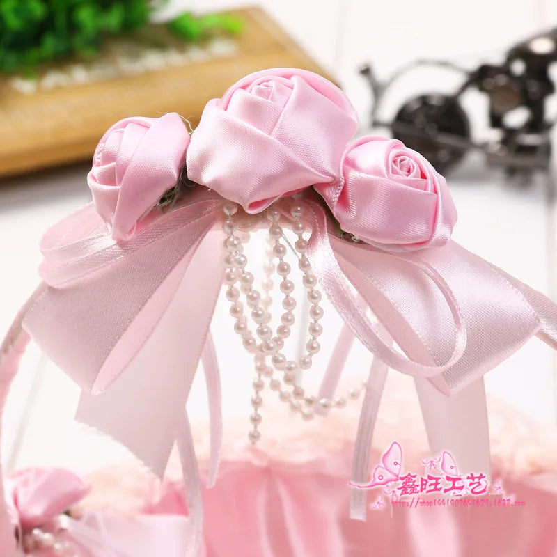 Panier demoiselle d'honneur dentelle et roses