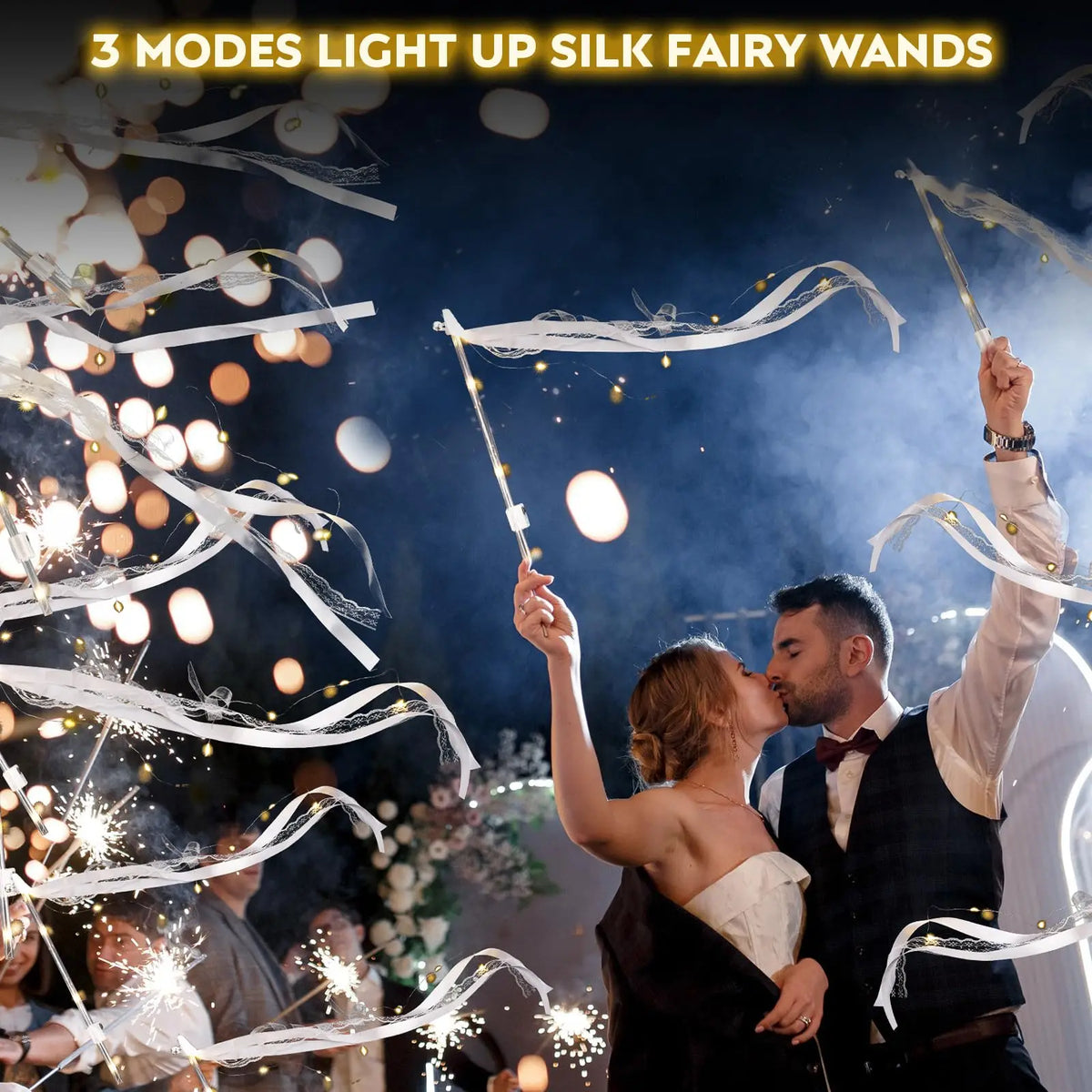 Baguettes lumineuses mariage à rubans