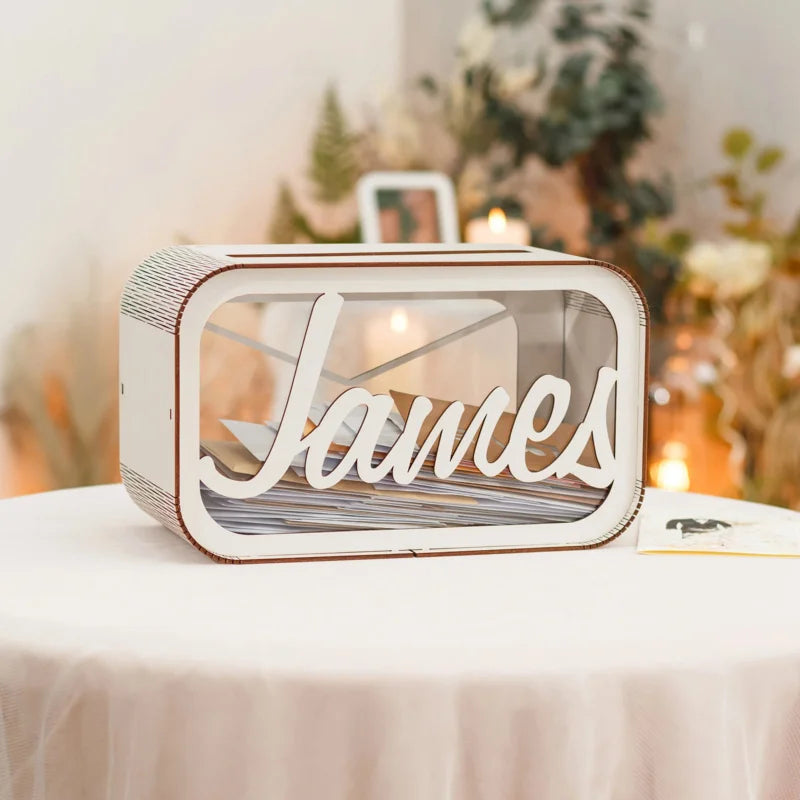 Urne mariage bois personnalisée boîte enveloppes