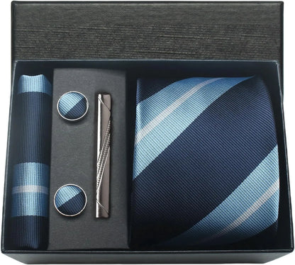 Coffret Cravate Mariage 8 cm Pochette Pince et Manchettes