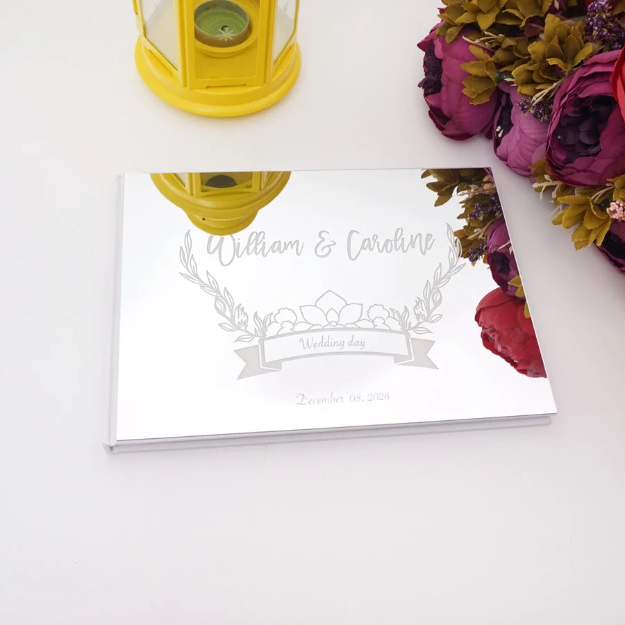 Livre d'Or Mariage Miroir Personnalisé Format Paysage 25x18 cm