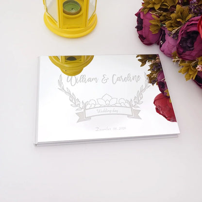 Livre d'Or Mariage Miroir Personnalisé Format Paysage 25x18 cm