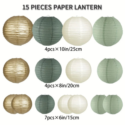 Lanterne mariage papier vert sauge — vue 8