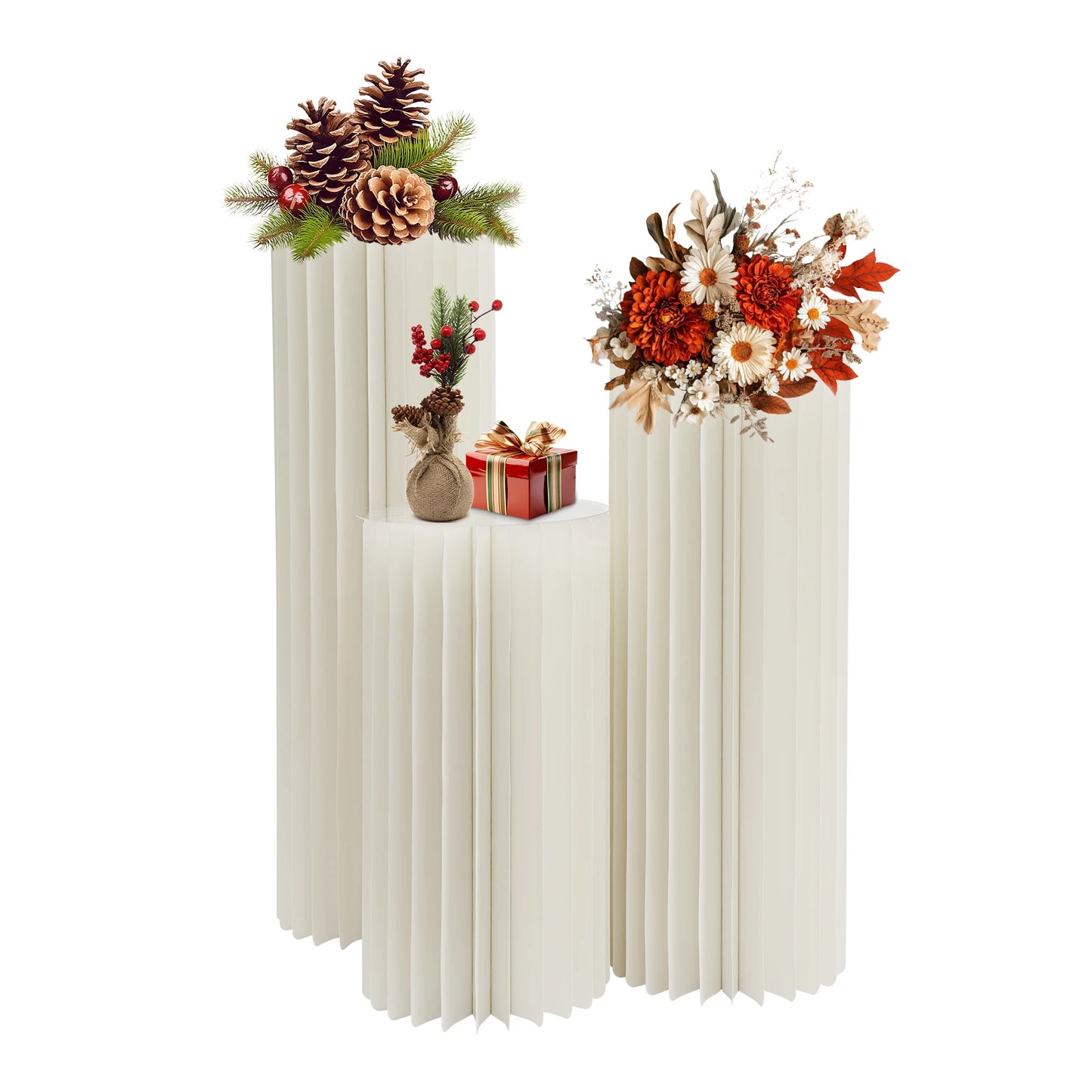 Lot de 3 Colonnes Mariage Ivoire 60 à 100 cm