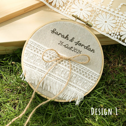 Porte alliance fleuri dentelle et pompons — vue 8