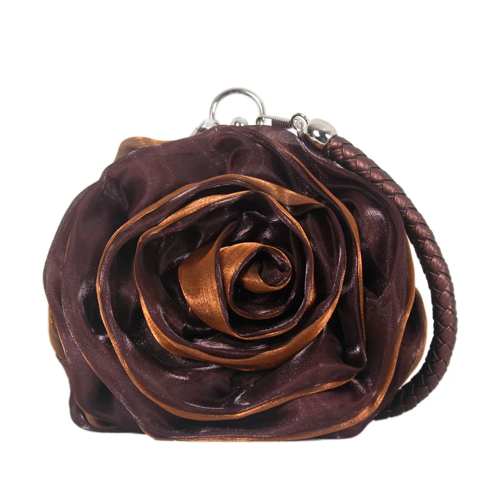 Sac pochette mariée fleur de rose