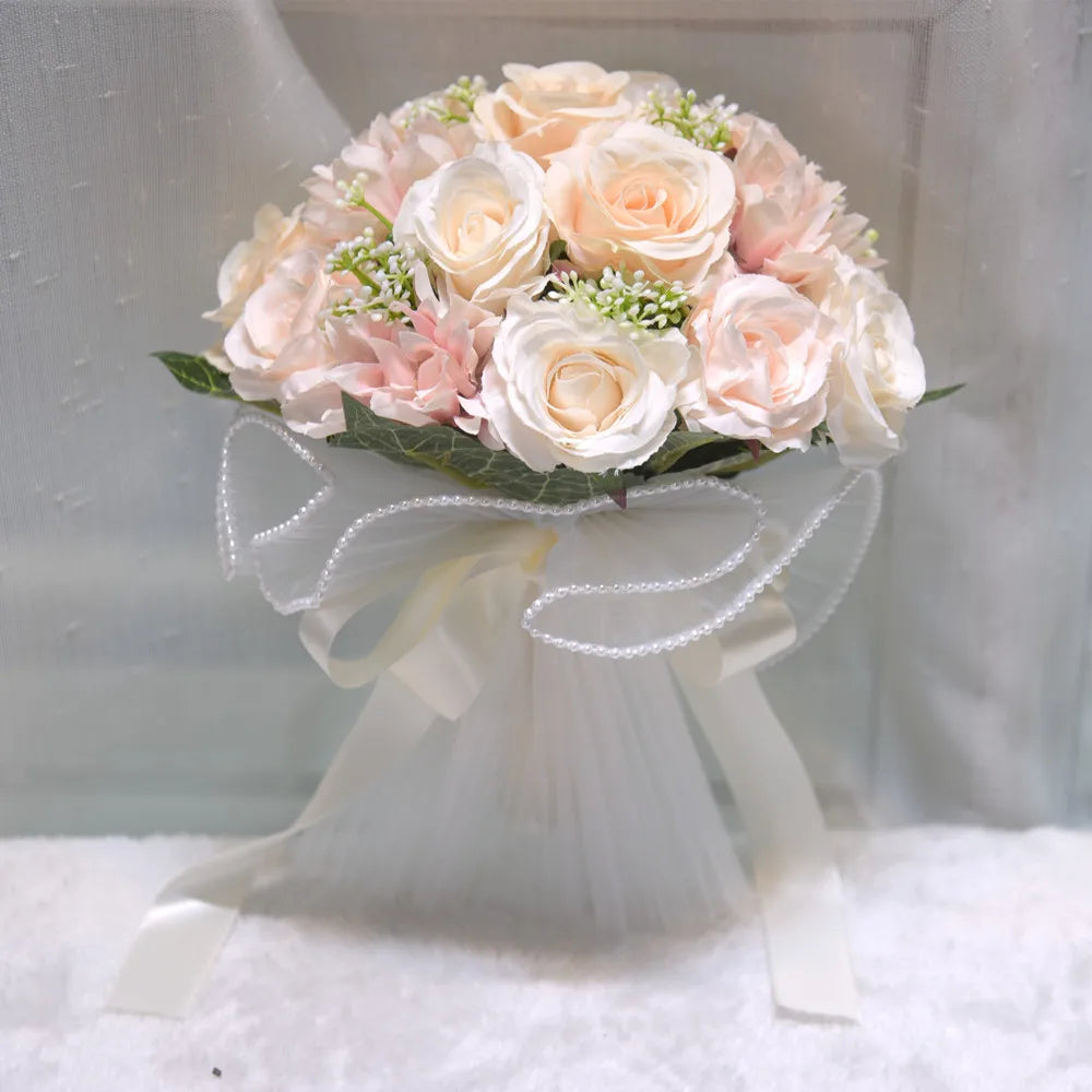 Bouquet de mariée roses en soie — vue 2