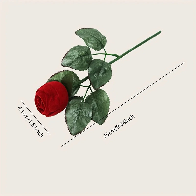 Boîte bague rose velours rouge — vue 7