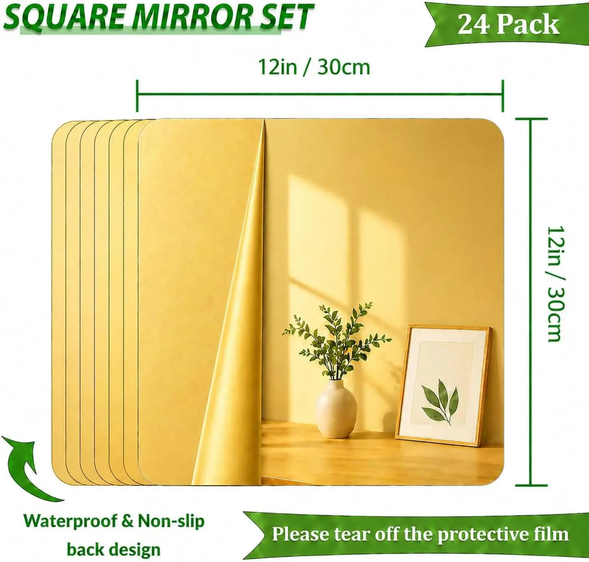 Lot de 24 miroirs carrés dorés — vue 2