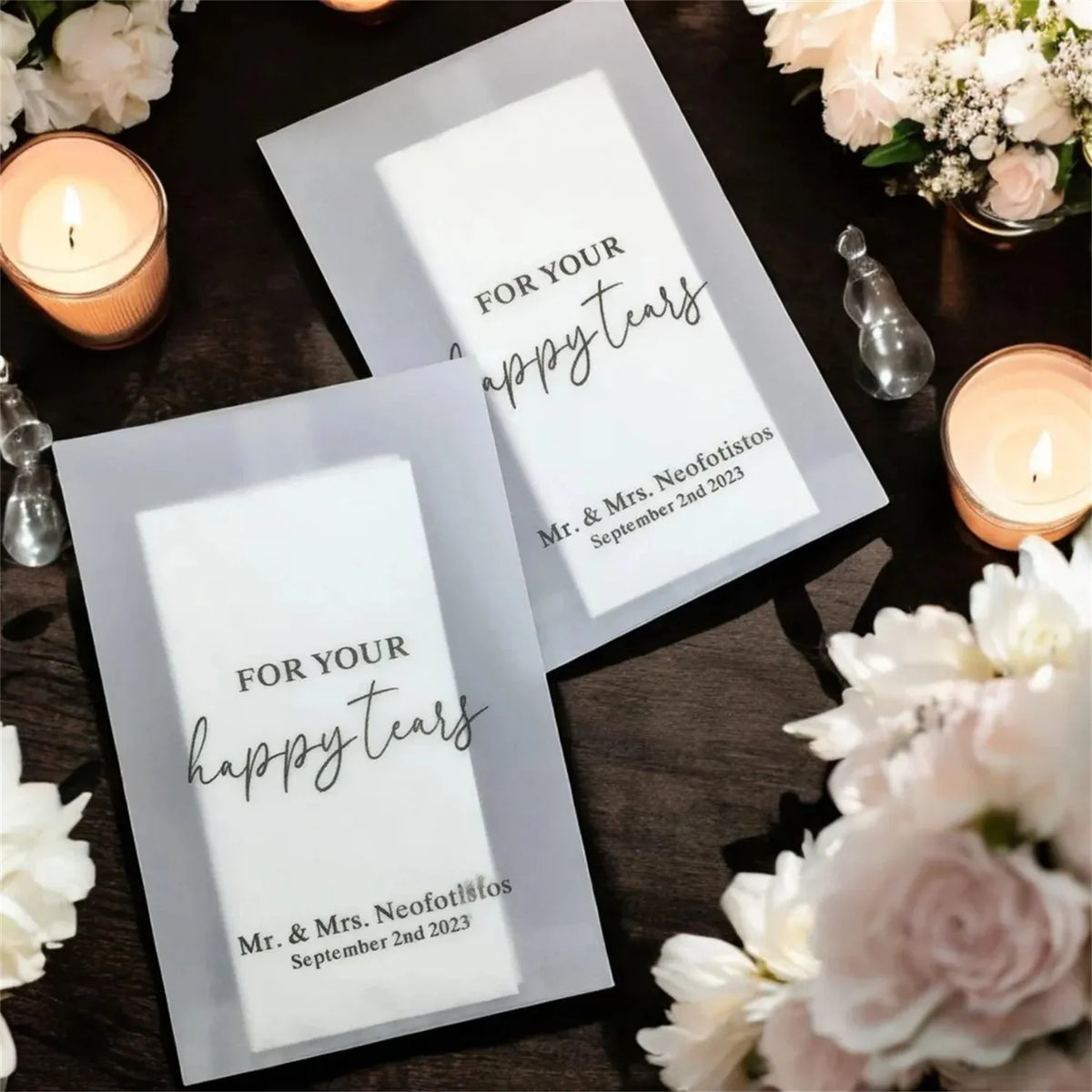 Pochettes mouchoirs larmes de joie mariage