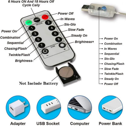 Rideau lumineux mariage LED télécommandé USB