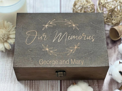 Boîte souvenir mariage bois gravée