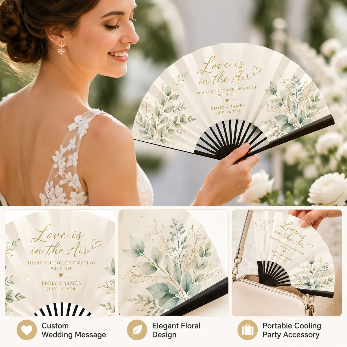 Éventail mariage personnalisable recto verso — vue 4