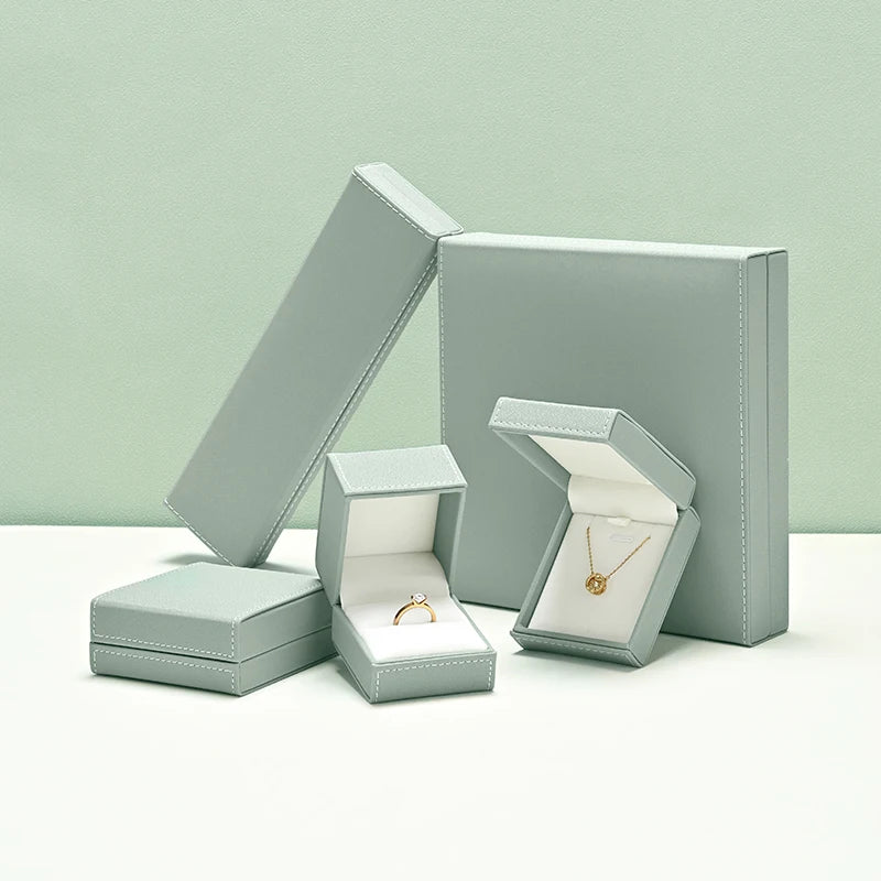 Écrin bague simili cuir vert sauge — vue 3