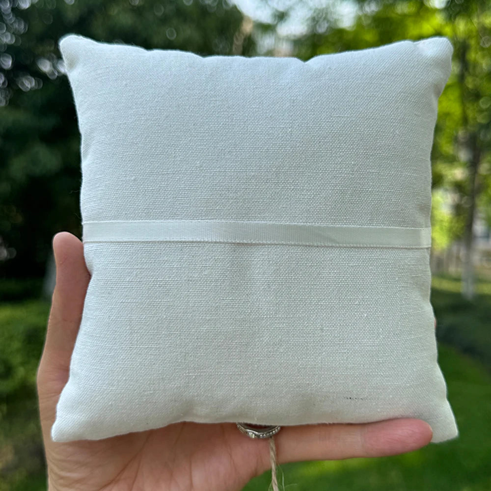 Coussin alliances champêtre cœur de jute — vue 2